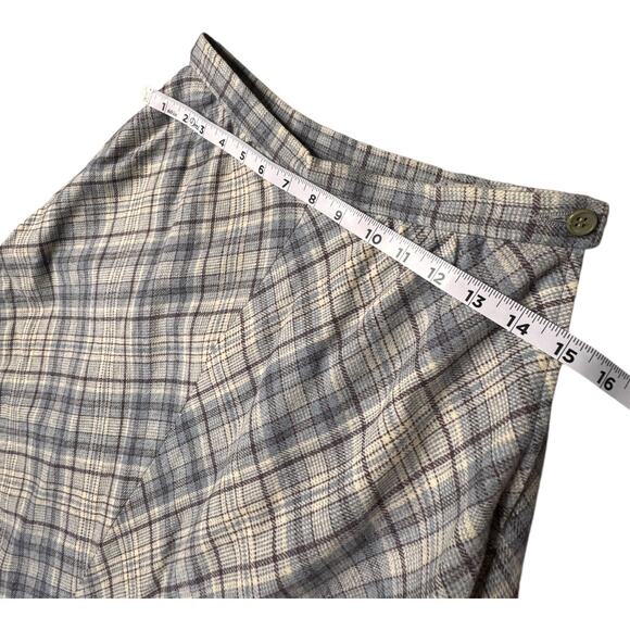 Pendleton Blue Plaid Maxi Wool Skirt Classic Vintage pockets 6/8 - Picture 5 of 10